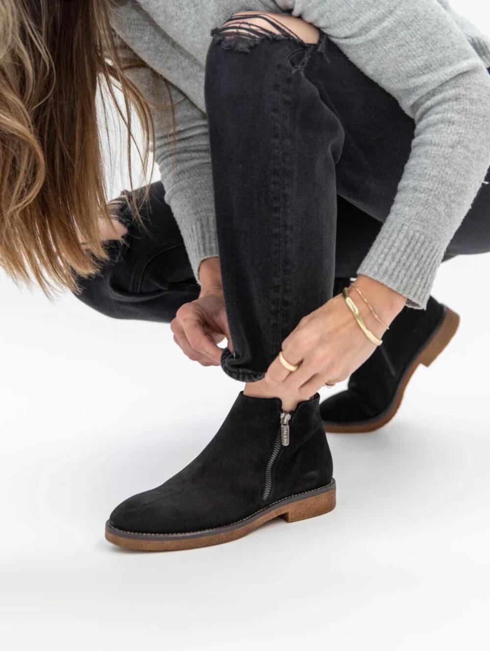 Italeau Foliana Nero Blk Leather Suede Ankle Boots Waterproof - Sz 9 (39.5 EU)